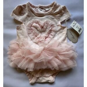 Miniclasix Baby Girl Pink Tutu Bodysuit Ruffle Heart MCR975 Size 3 Months NWT